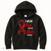 Heart Disease February We Wear Red For My Mom Kids Hoodie thumb 0