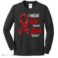 Heart Disease February We Wear Red For My Mom Kids Long Sleeve Shirt thumb 0