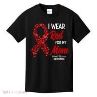 Heart Disease February We Wear Red For My Mom Kids T-Shirt thumb 0