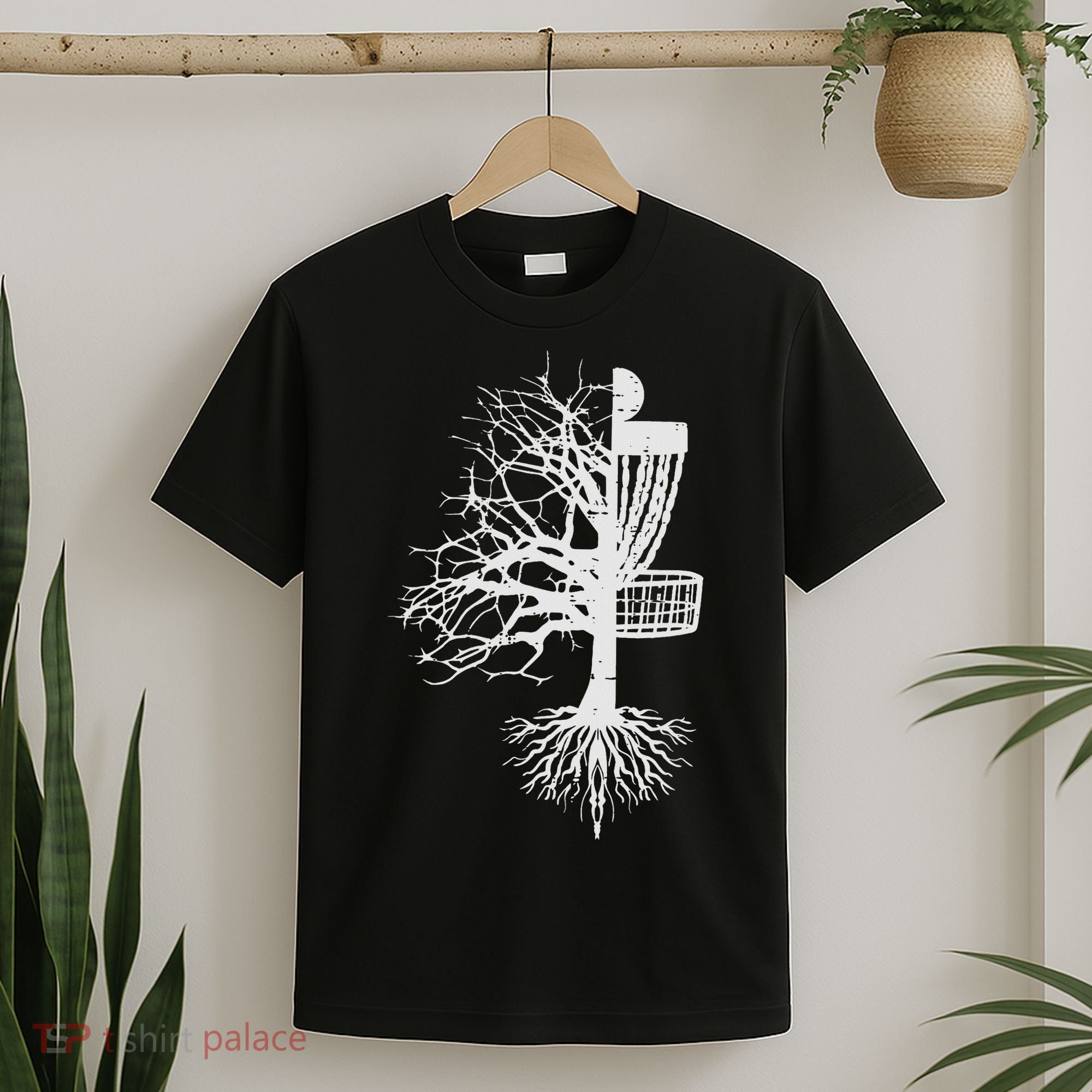 Half Disc Golf Basket Tree Funny Frisbee Frolf Women T-Shirt