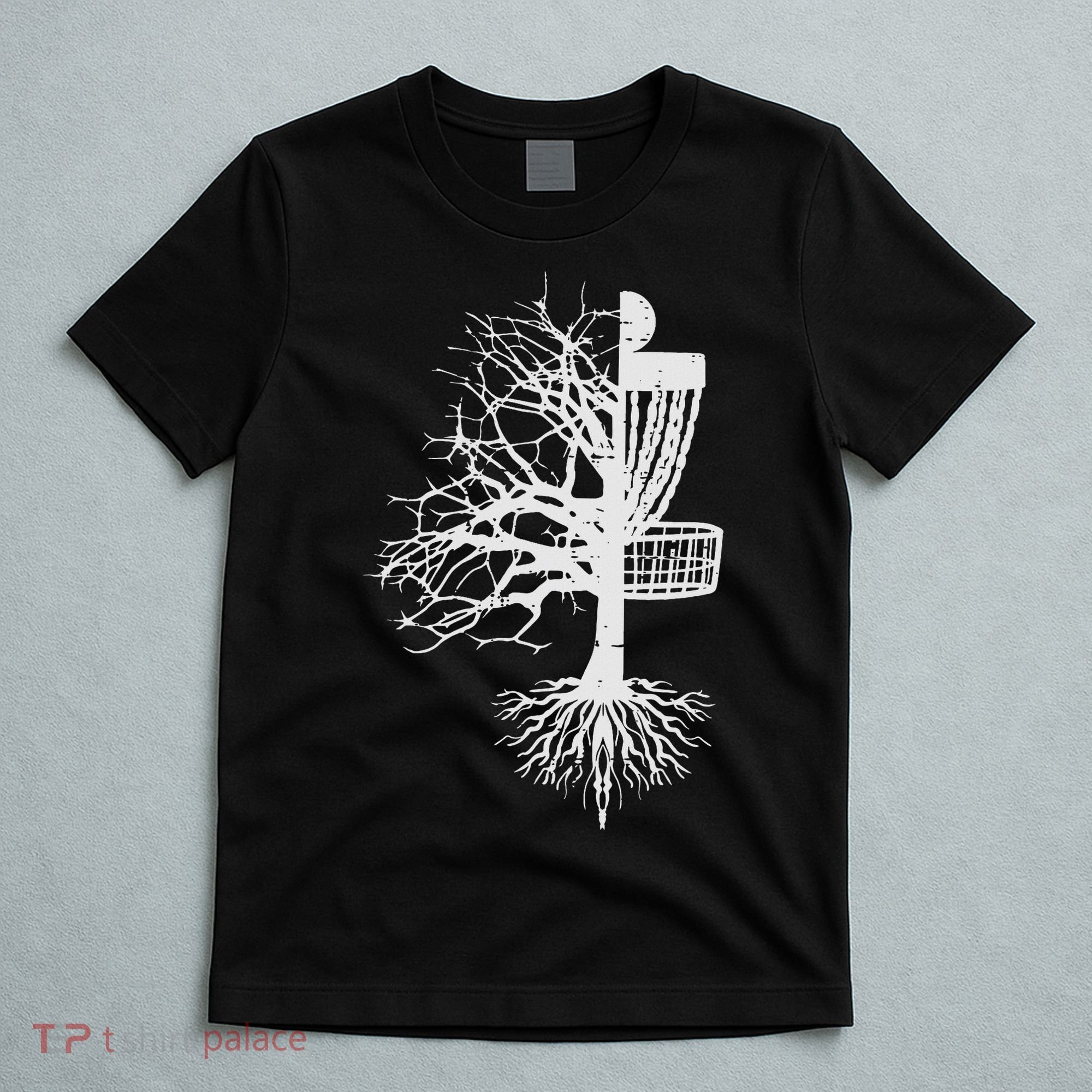 Half Disc Golf Basket Tree Funny Frisbee Frolf Women T-Shirt