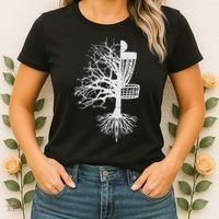 Half Disc Golf Basket Tree Funny Frisbee Frolf Women Women's T-Shirt thumb 2