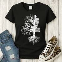 Half Disc Golf Basket Tree Funny Frisbee Frolf Women Women's T-Shirt thumb 3