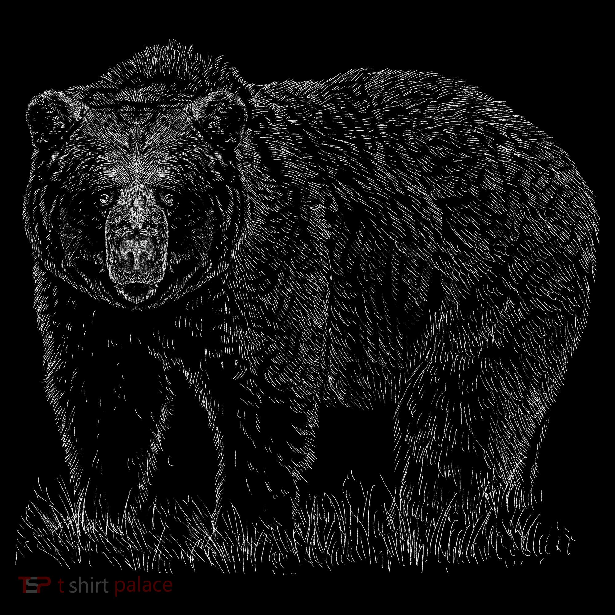 Hand Drawn Grizzly Bear USA-Made Doggie Bandana