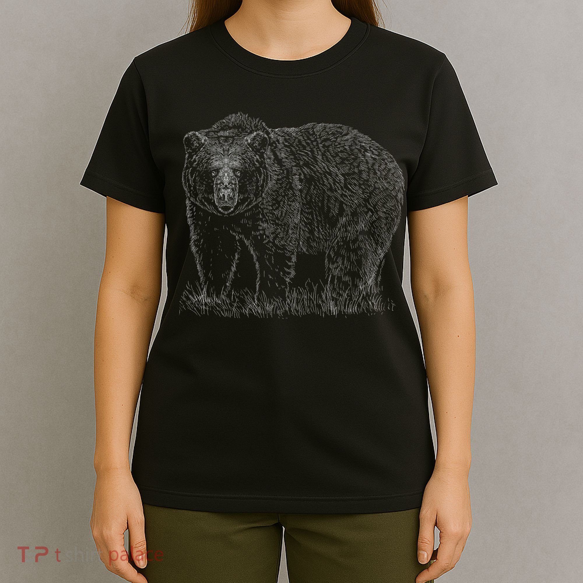 Hand Drawn Grizzly Bear T-Shirt
