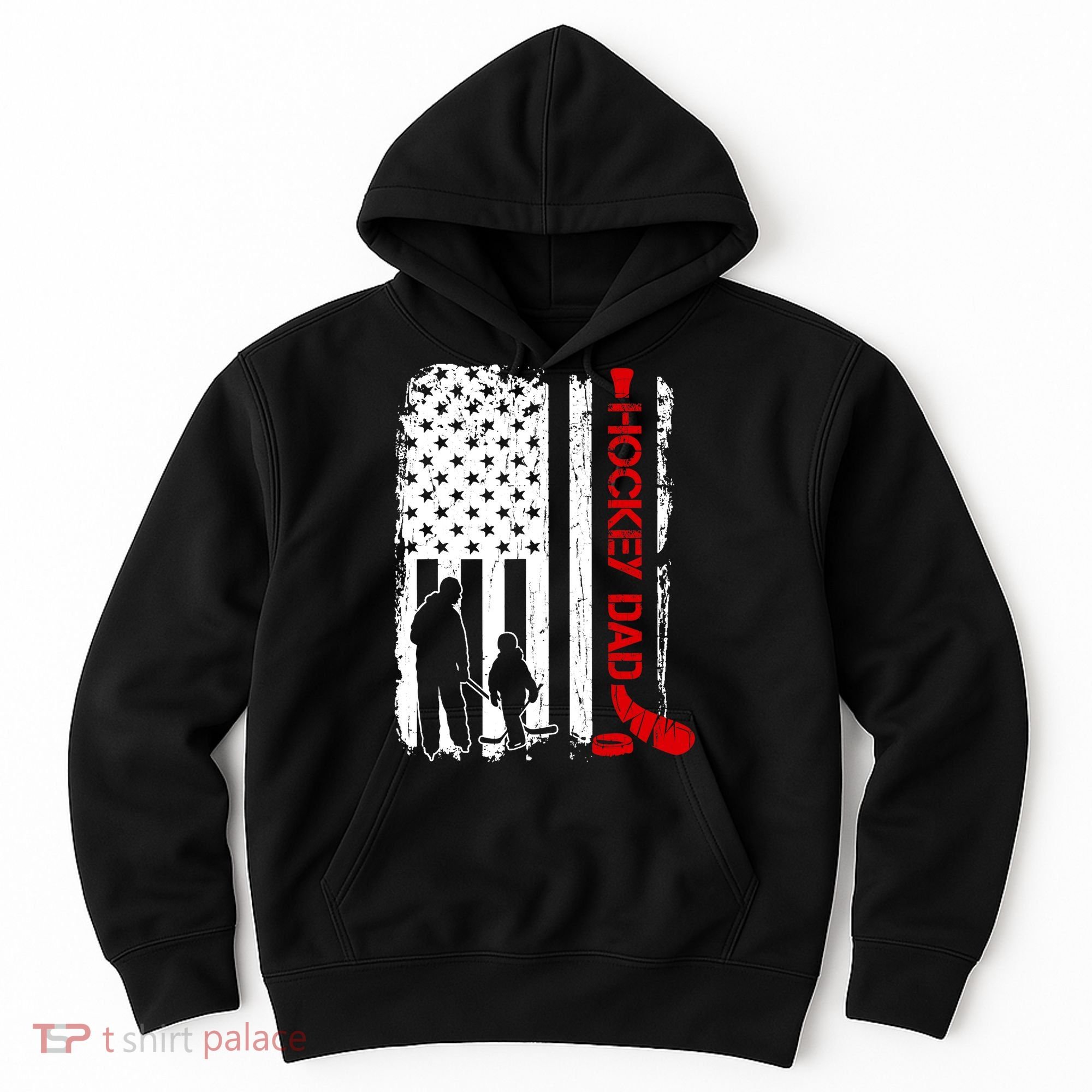 Hockey Dad Gift Hockey American Flag Hoodie