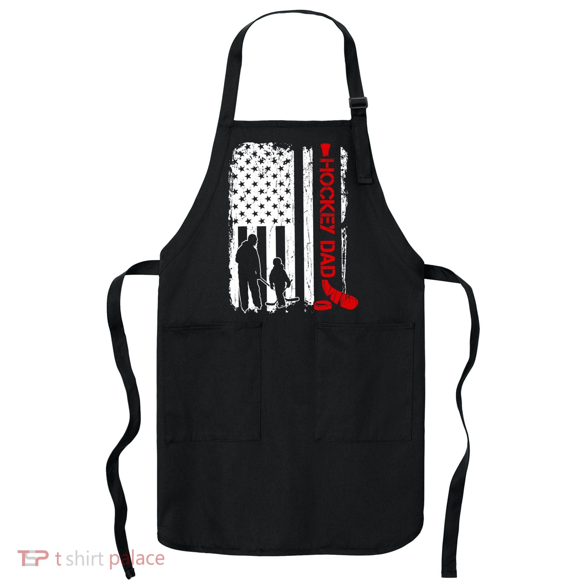 Hockey Dad Gift Hockey American Flag Apron