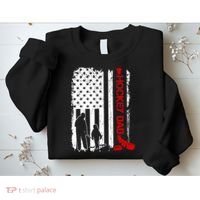 Hockey Dad Gift Hockey American Flag Sweatshirt thumb 2