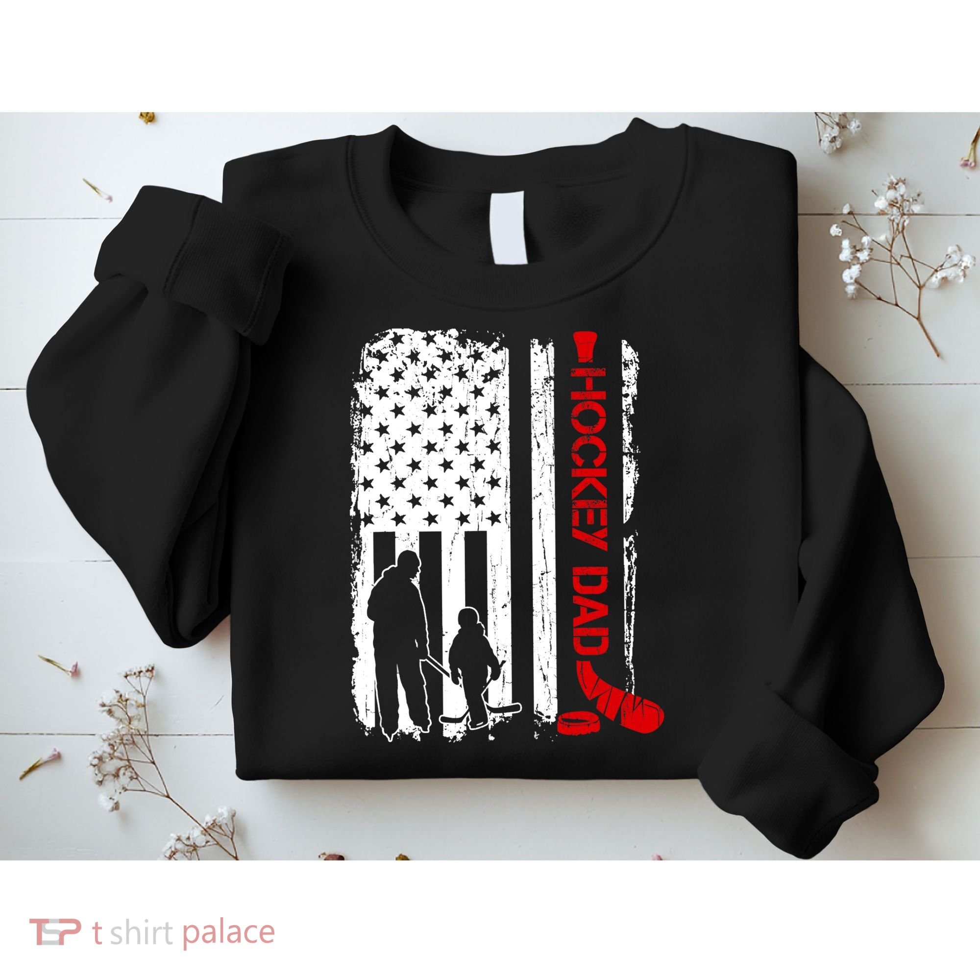Hockey Dad Gift Hockey American Flag Sweatshirt