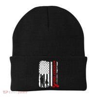 Hockey Dad Gift Hockey American Flag Beanie thumb 0