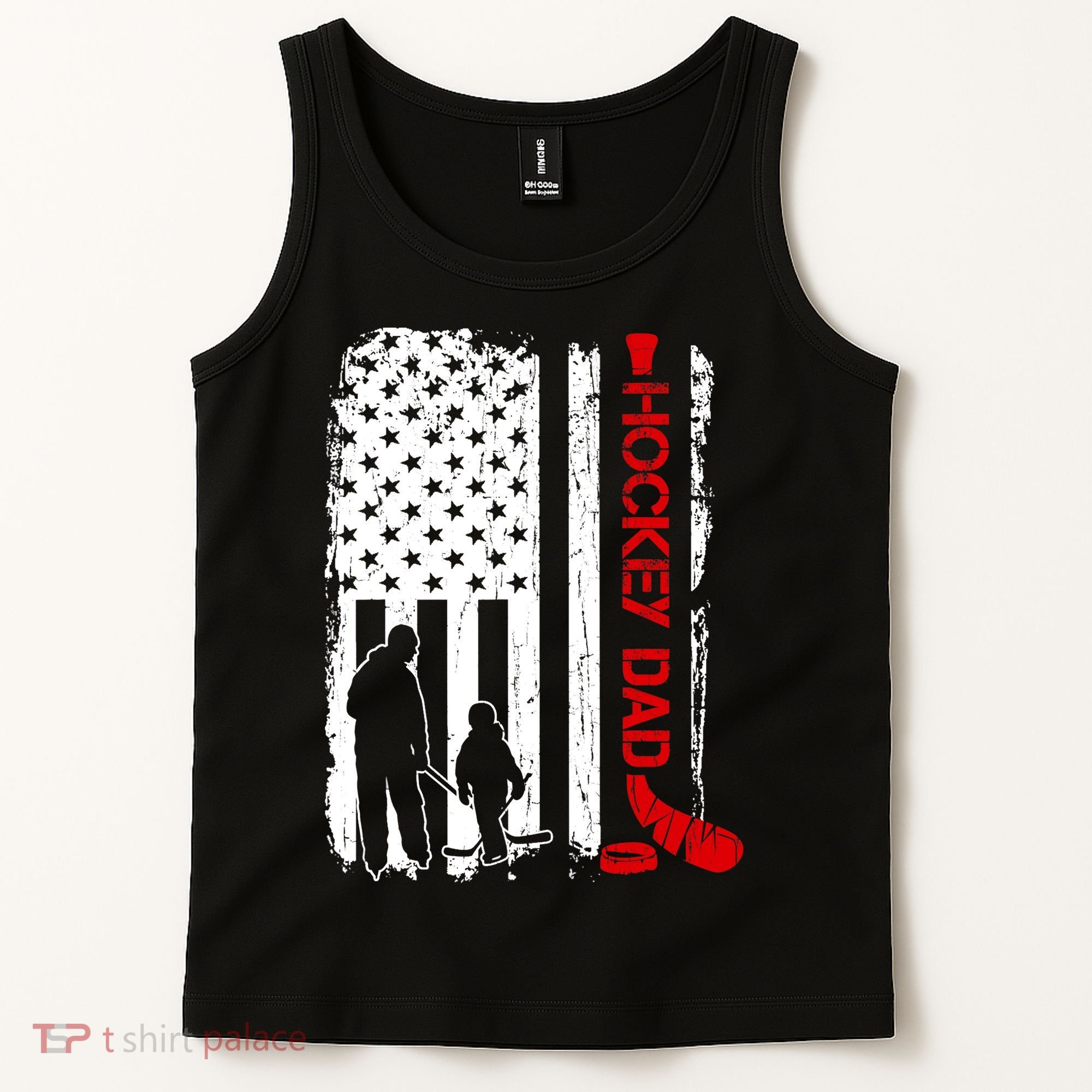 Hockey Dad Gift Hockey American Flag Tank Top