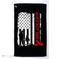 Hockey Dad Gift Hockey American Flag Golf Towel thumb 0