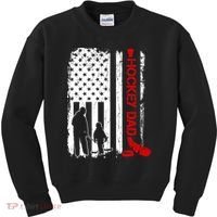 Hockey Dad Gift Hockey American Flag Kids Sweatshirt thumb 0