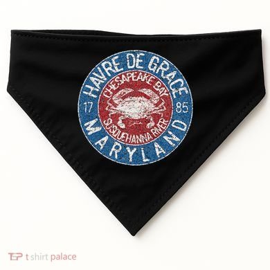 Havre De Grace Md With Blue Crab USA-Made Doggie Bandana