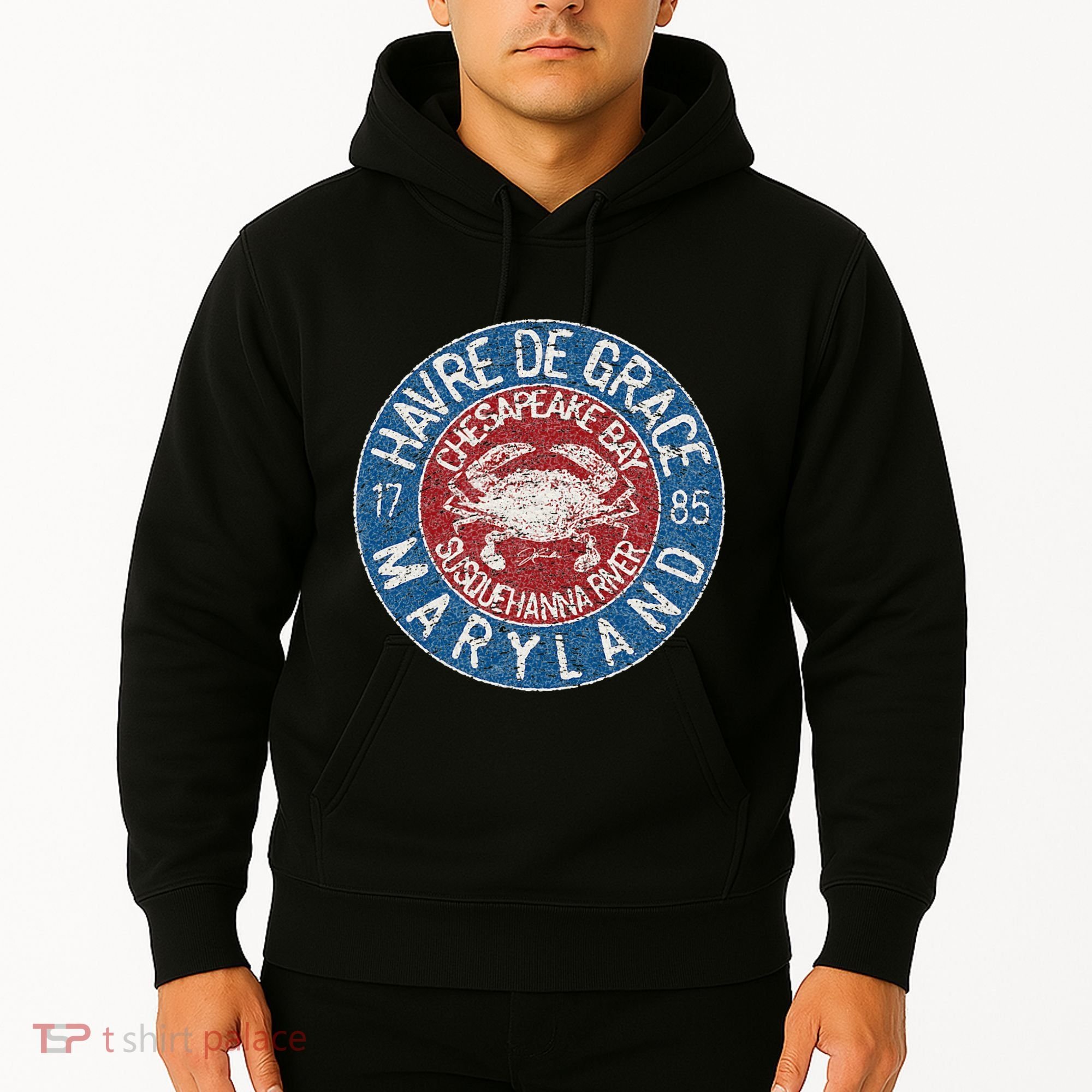 Havre De Grace Md With Blue Crab Hoodie