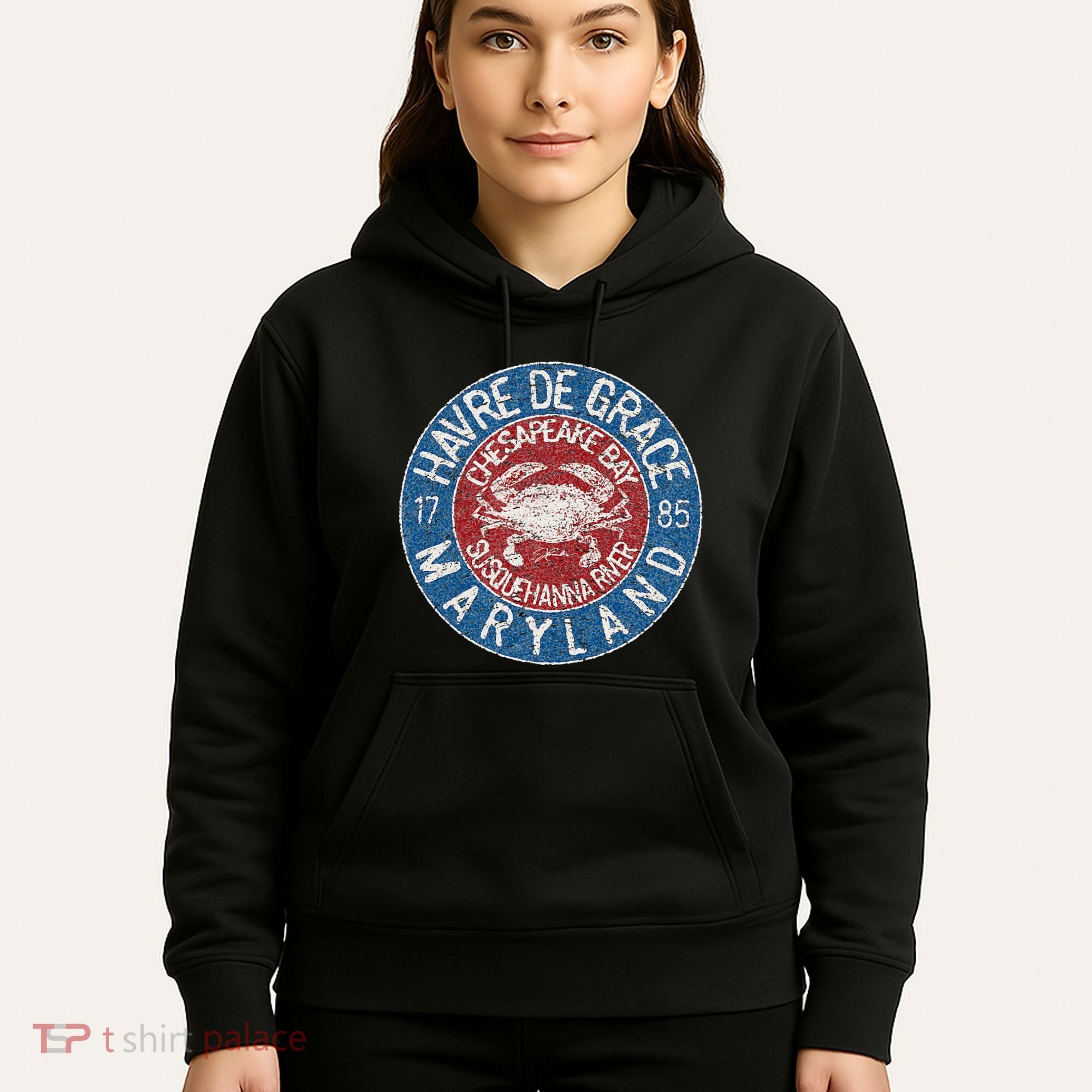 Havre De Grace Md With Blue Crab Hoodie