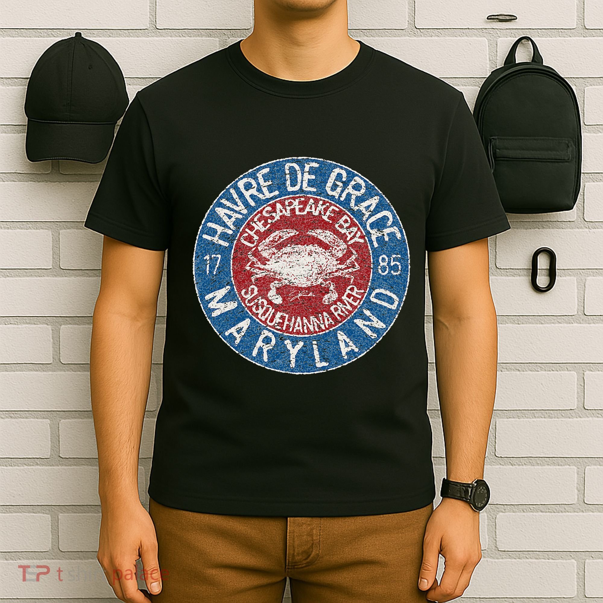 Havre De Grace Md With Blue Crab T-Shirt