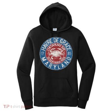 Havre De Grace Md With Blue Crab Women's Hoodie