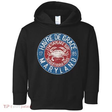 Havre De Grace Md With Blue Crab Toddler Hoodie
