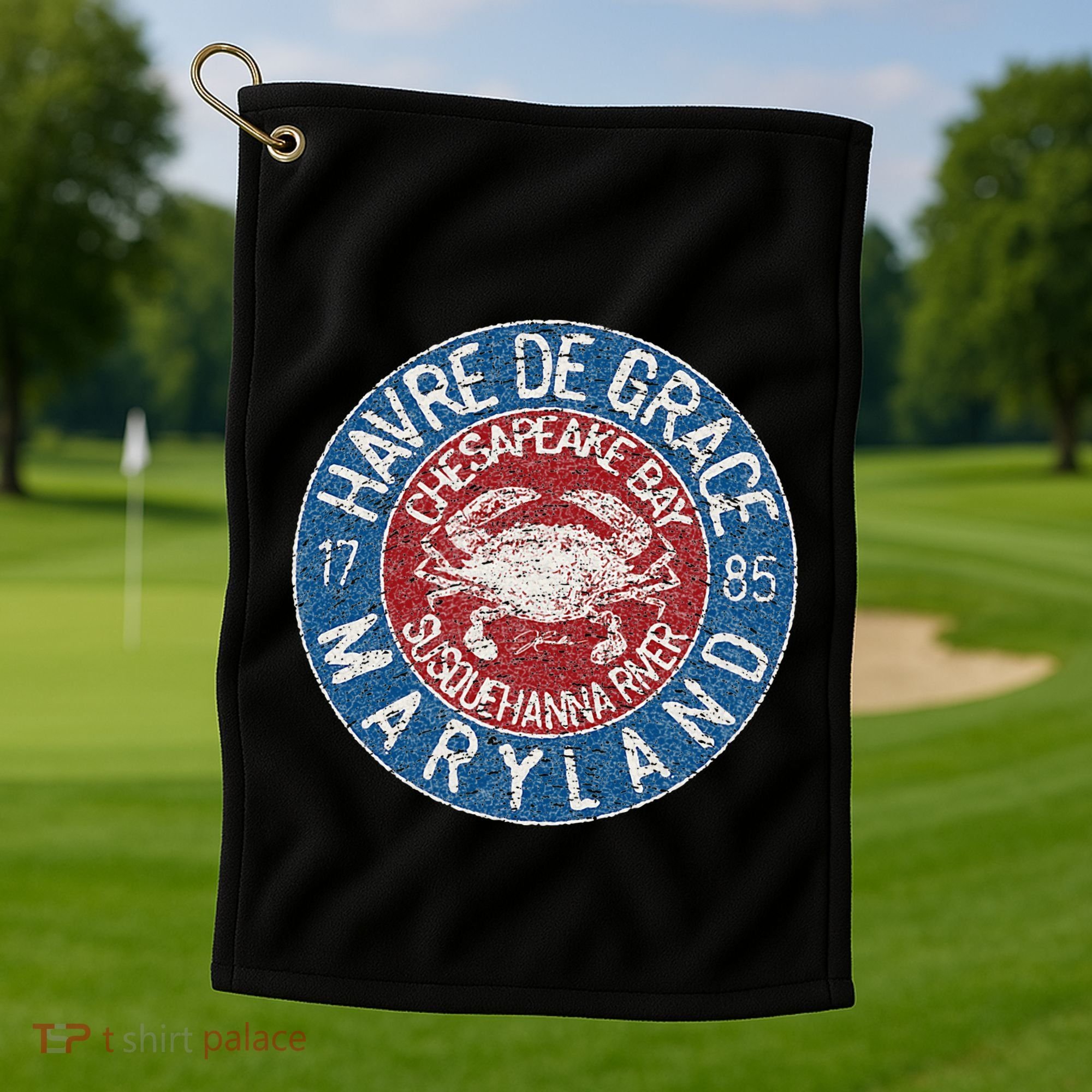 Havre De Grace Md With Blue Crab Golf Towel