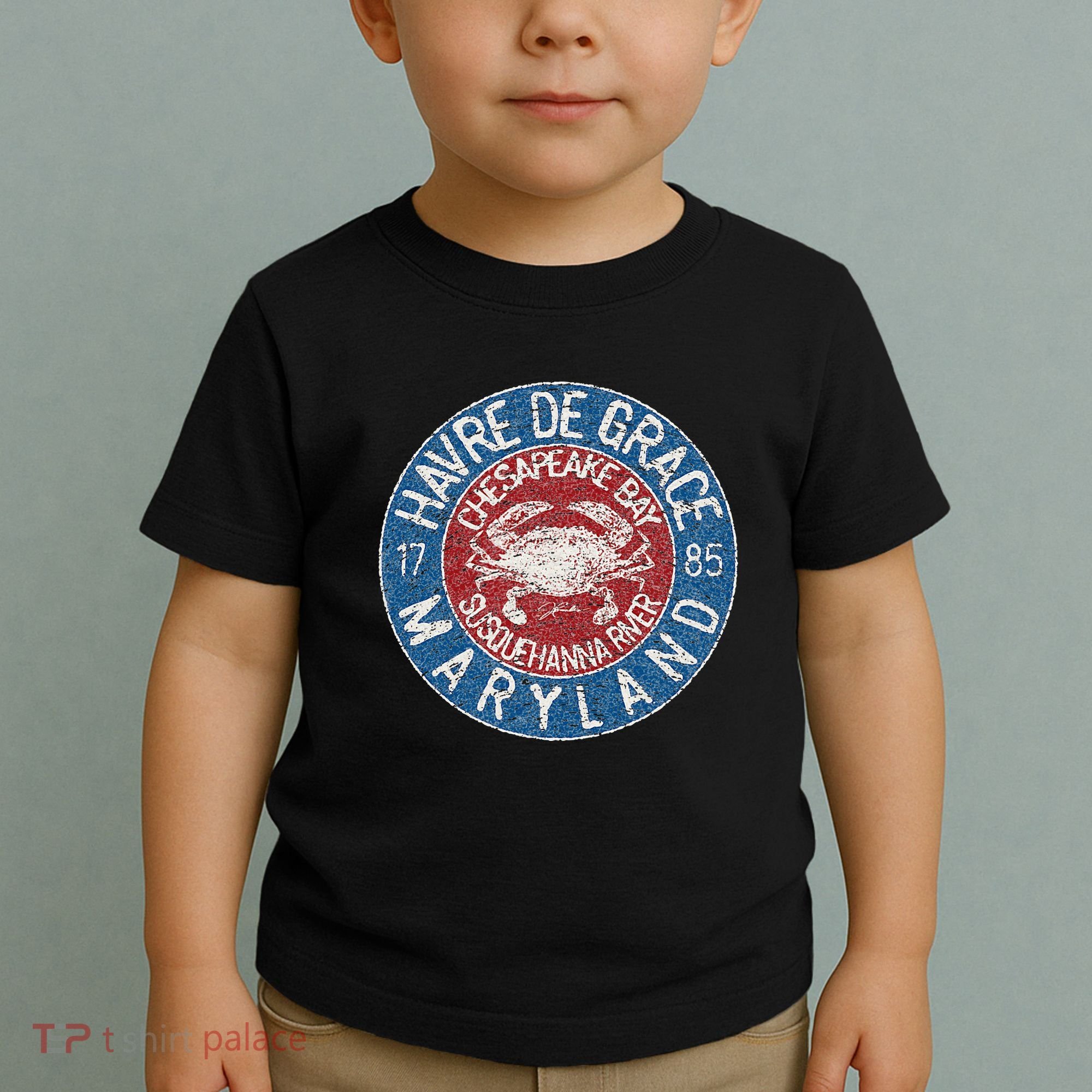 Havre De Grace Md With Blue Crab Toddler T-Shirt
