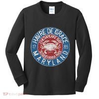 Havre De Grace Md With Blue Crab Kids Long Sleeve Shirt thumb 0
