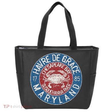 Havre De Grace Md With Blue Crab Tote Bag