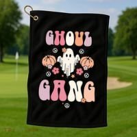 Halloween Day Ghoul Gang Ghost Retro Halloween Golf Towel thumb 1