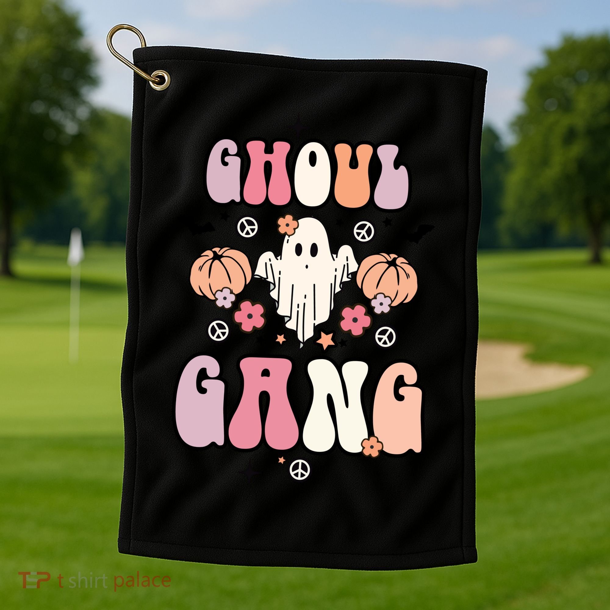 Halloween Day Ghoul Gang Ghost Retro Halloween Golf Towel