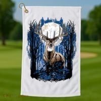 Hunters Deer Hunting Big Whitetail Buck Golf Towel thumb 1