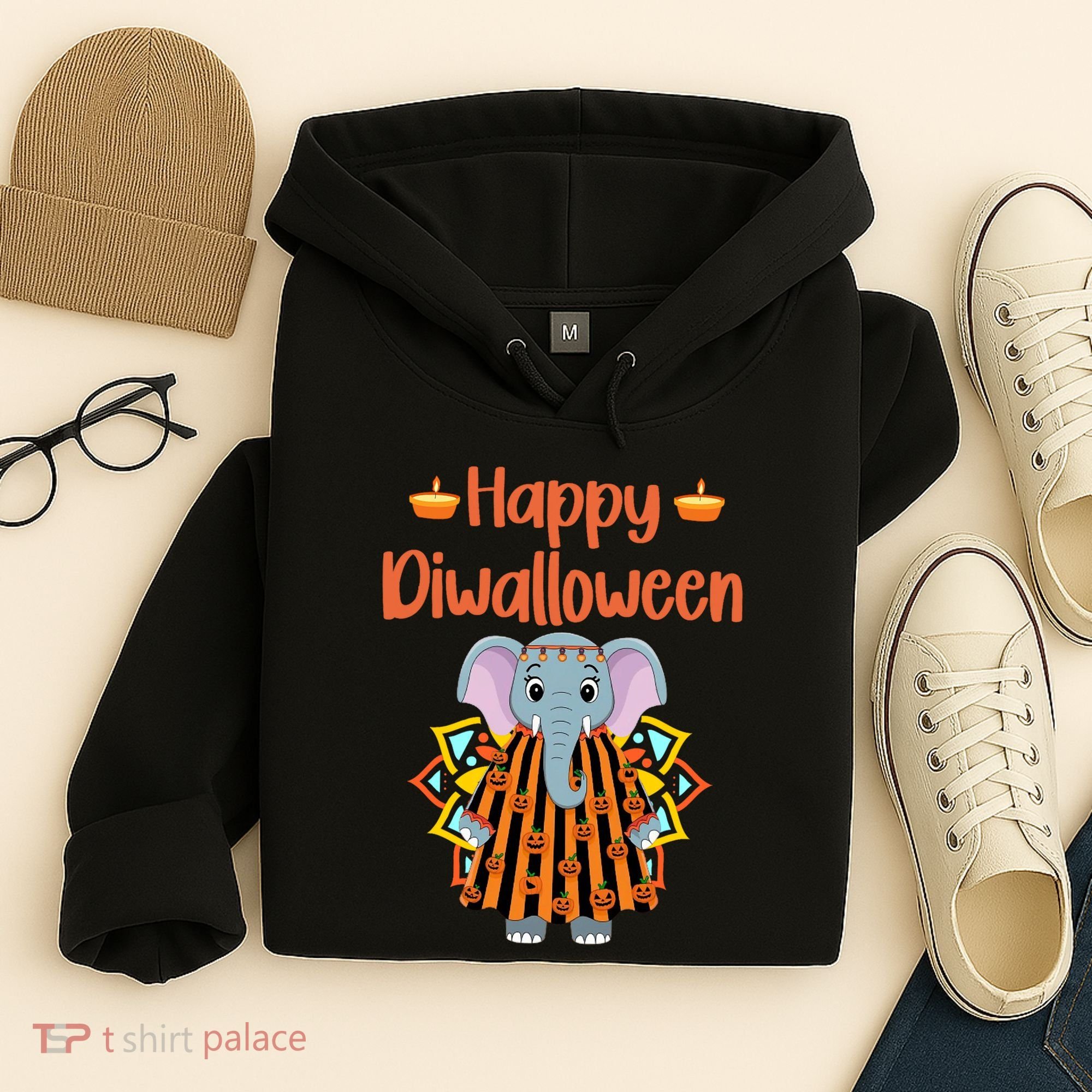 Happy Diwalloween Halloween Diwali Pumpkin Lantern Deepaval Hoodie