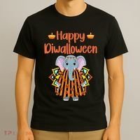 Happy Diwalloween Halloween Diwali Pumpkin Lantern Deepaval T-Shirt thumb 3