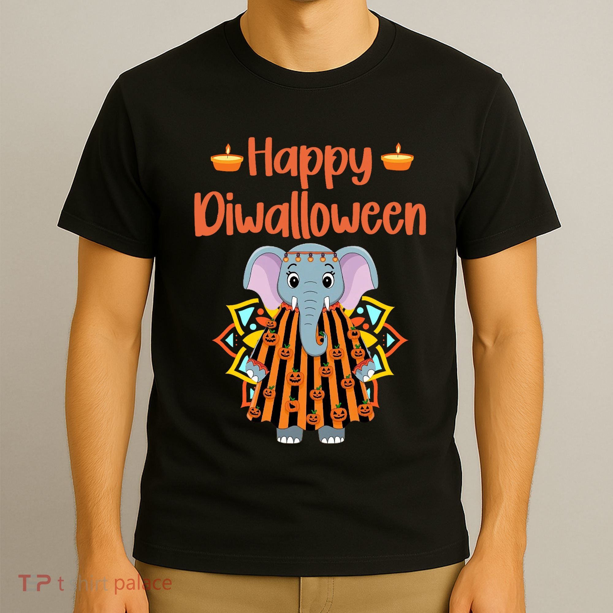 Happy Diwalloween Halloween Diwali Pumpkin Lantern Deepaval T-Shirt