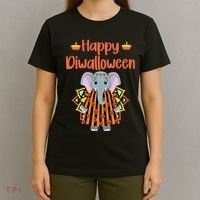 Happy Diwalloween Halloween Diwali Pumpkin Lantern Deepaval T-Shirt thumb 4