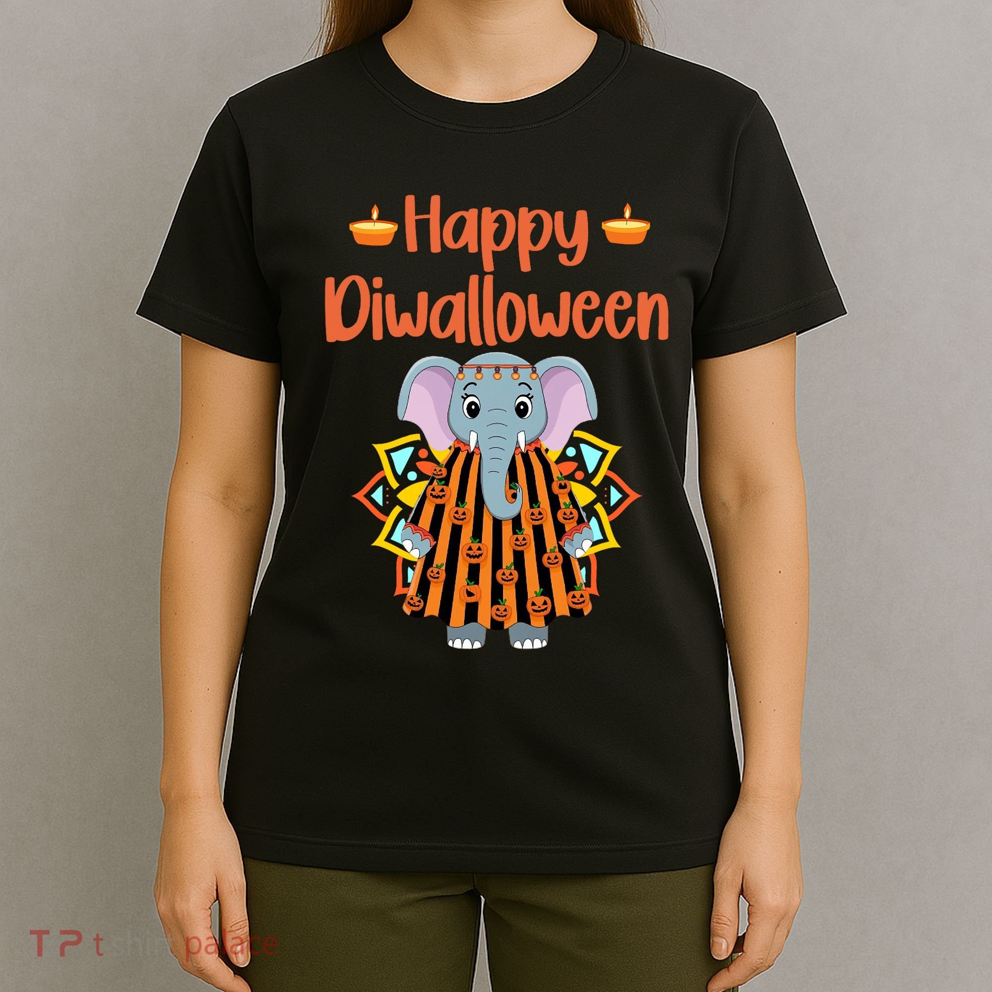 Happy Diwalloween Halloween Diwali Pumpkin Lantern Deepaval T-Shirt