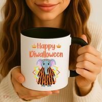 Happy Diwalloween Halloween Diwali Pumpkin Lantern Deepaval Coffee Mug thumb 3