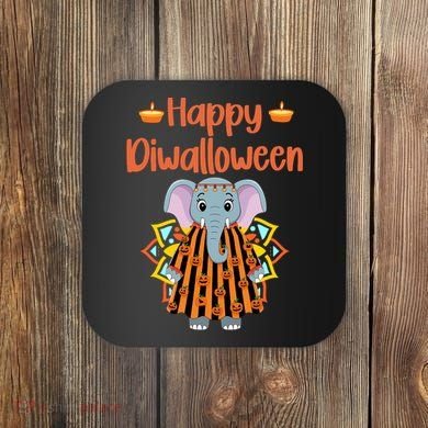 Happy Diwalloween Halloween Diwali Pumpkin Lantern Deepaval Coaster