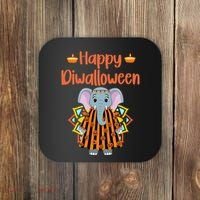 Happy Diwalloween Halloween Diwali Pumpkin Lantern Deepaval Coaster thumb 0