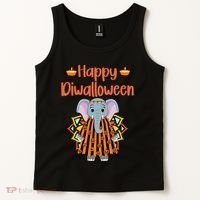 Happy Diwalloween Halloween Diwali Pumpkin Lantern Deepaval Tank Top thumb 2