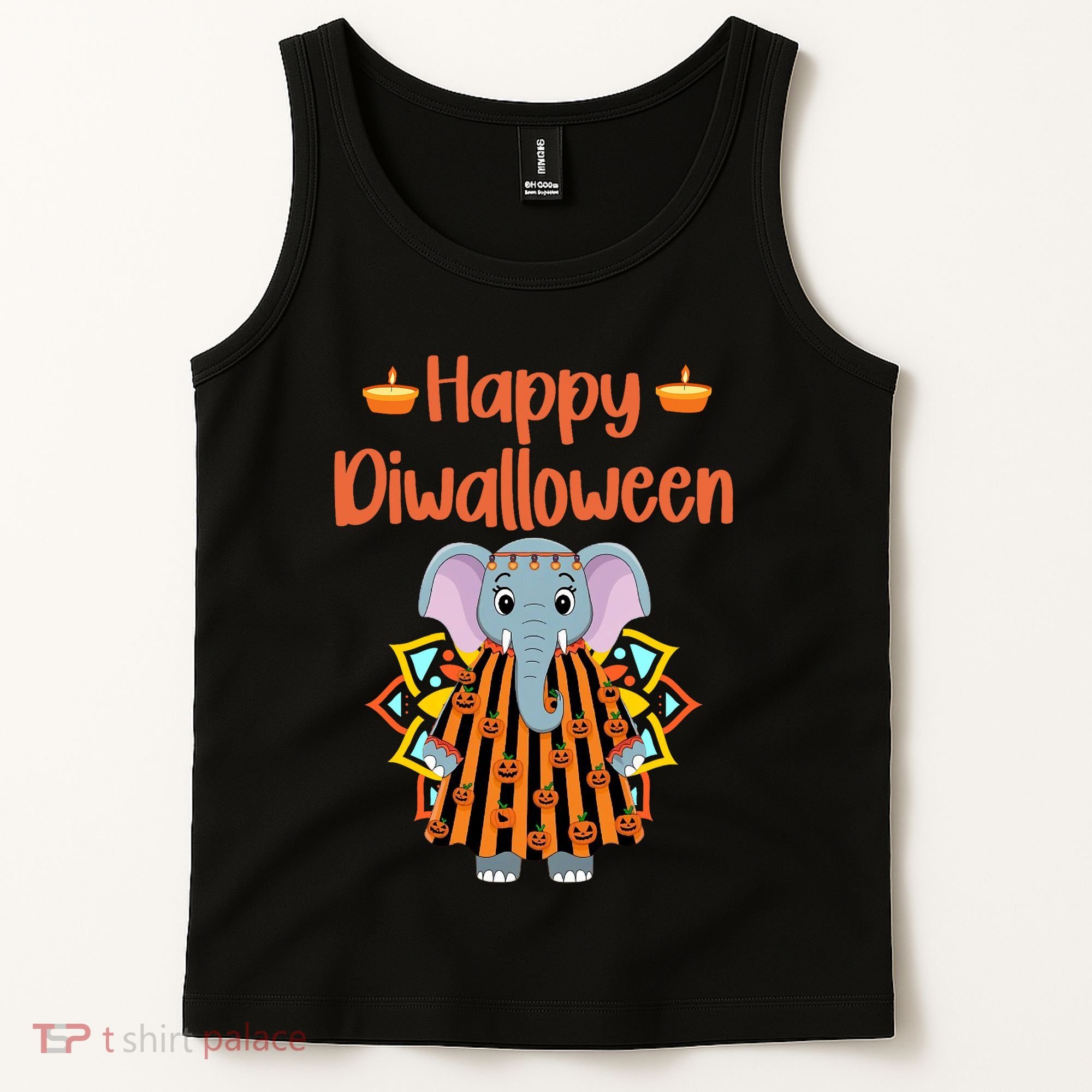 Happy Diwalloween Halloween Diwali Pumpkin Lantern Deepaval Tank Top