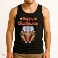 Happy Diwalloween Halloween Diwali Pumpkin Lantern Deepaval Tank Top thumb 3