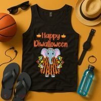 Happy Diwalloween Halloween Diwali Pumpkin Lantern Deepaval Tank Top thumb 4
