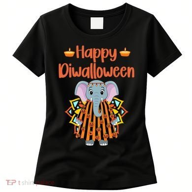 Happy Diwalloween Halloween Diwali Pumpkin Lantern Deepaval Women's T-Shirt