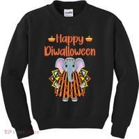 Happy Diwalloween Halloween Diwali Pumpkin Lantern Deepaval Kids Sweatshirt thumb 0