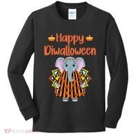 Happy Diwalloween Halloween Diwali Pumpkin Lantern Deepaval Kids Long Sleeve Shirt thumb 0