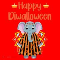 Happy Diwalloween Halloween Diwali Pumpkin Lantern Deepaval Santa Hat thumb 1