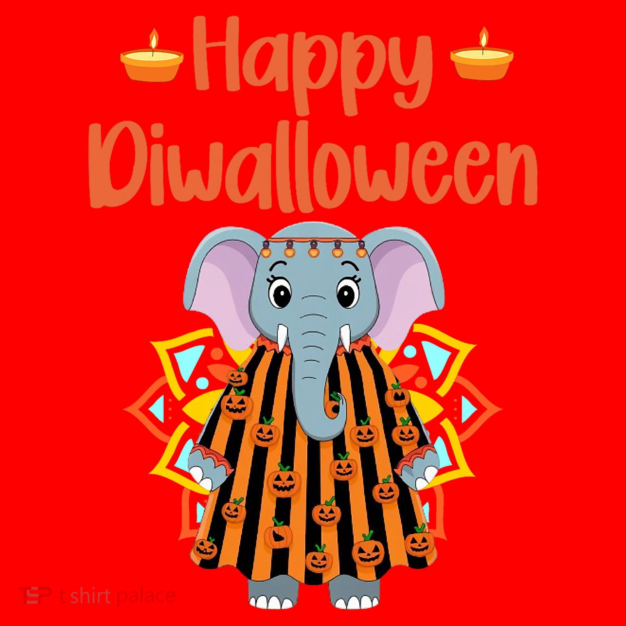 Happy Diwalloween Halloween Diwali Pumpkin Lantern Deepaval Santa Hat