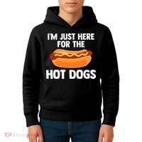 Hot Dog I'm Just Here For Hot Dogs Kids Hoodie thumb 4