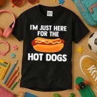 Hot Dog I'm Just Here For Hot Dogs Kids T-Shirt thumb 3