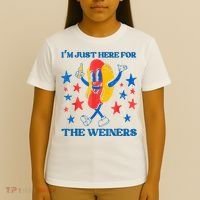 Hot Dog I'm Just Here For The Wieners 4Th Of July T-Shirt thumb 4